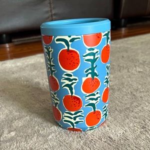 Orange stainless steel double wall can cooler